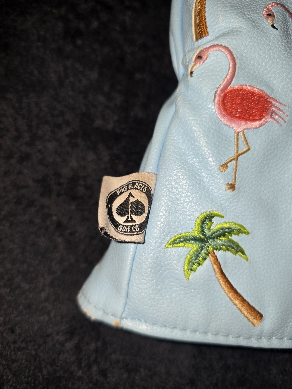 Pins & Aces Light Blue Flamingo Embroidered Headcover - Picture 5 of 5